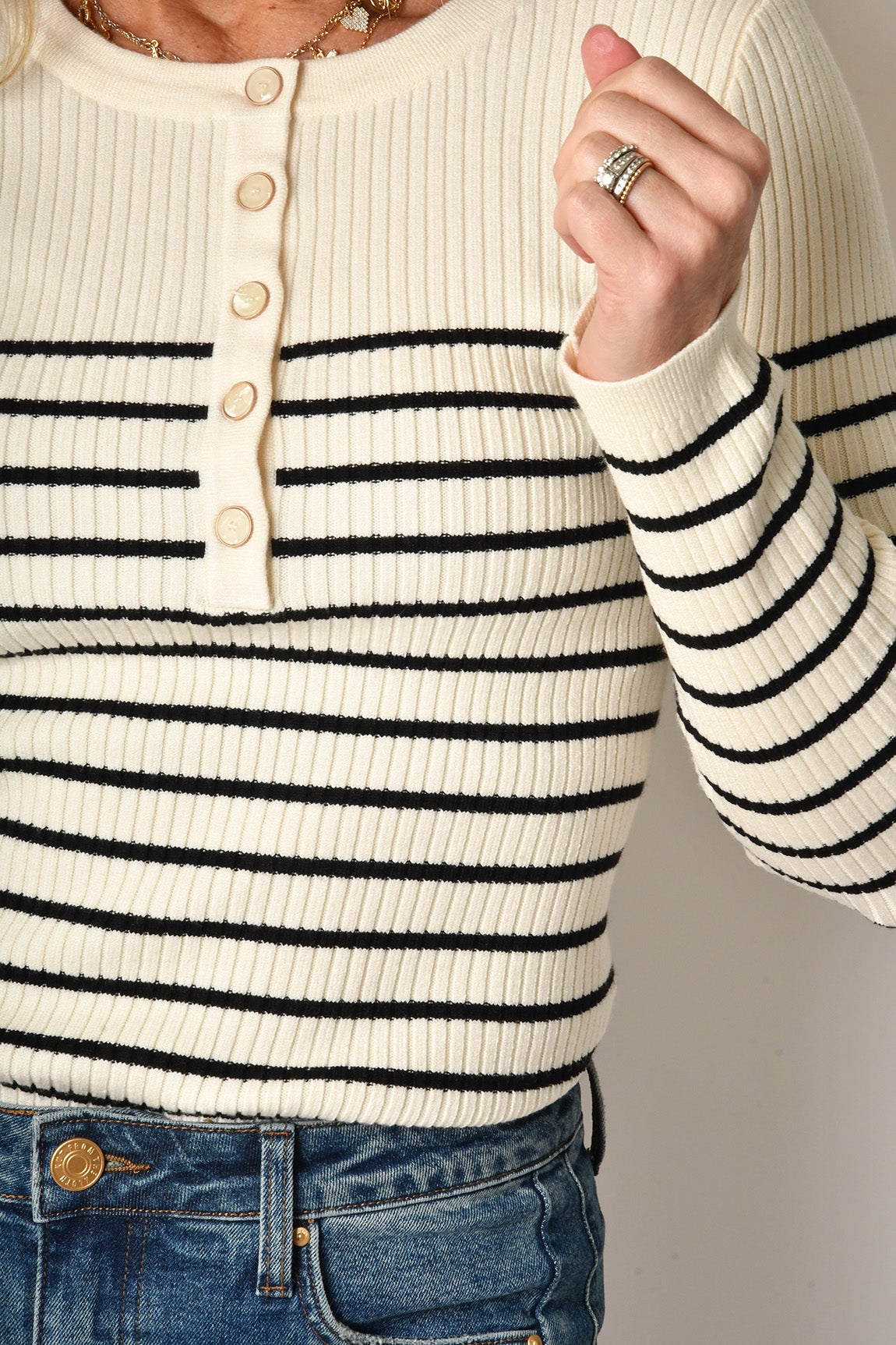 STRIPE HENLEY SWEATER + colors