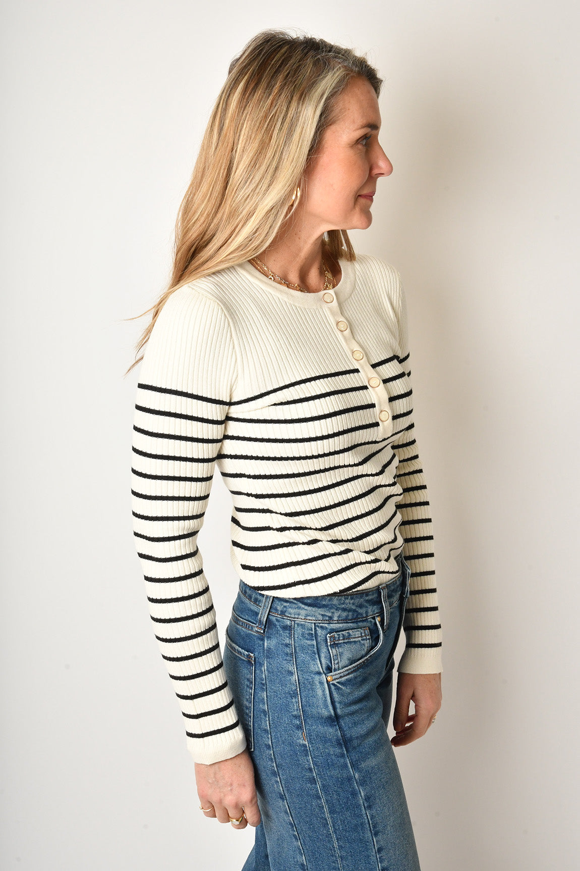 STRIPE HENLEY SWEATER + colors