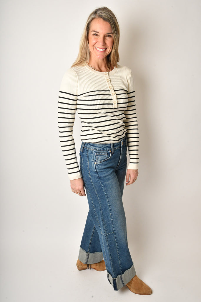 STRIPE HENLEY SWEATER + colors