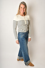 STRIPE HENLEY SWEATER + colors