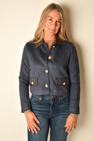 "LEATHER" TRIM SUEDE JACKET