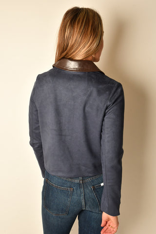"LEATHER" TRIM SUEDE JACKET