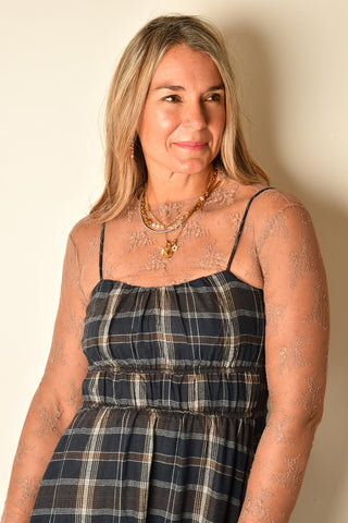EVERMORE PLAID MIDI DRESS