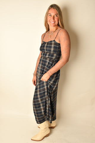 EVERMORE PLAID MIDI DRESS