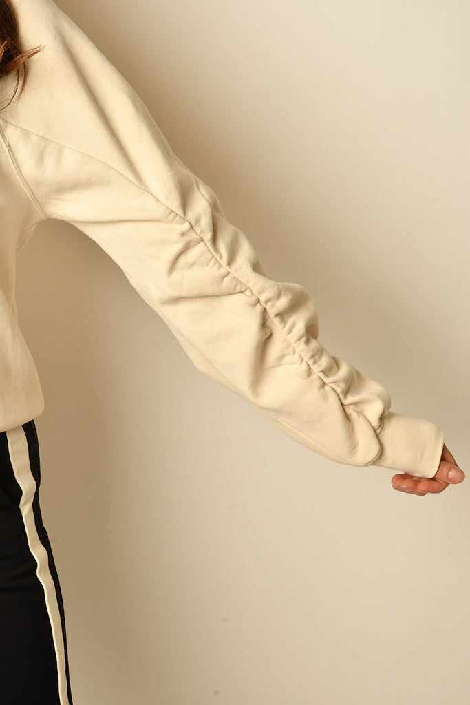 SHIRRED SLEEVE SWEATSHIRT