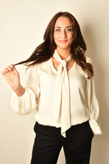 SATIN NECKTIE BLOUSE