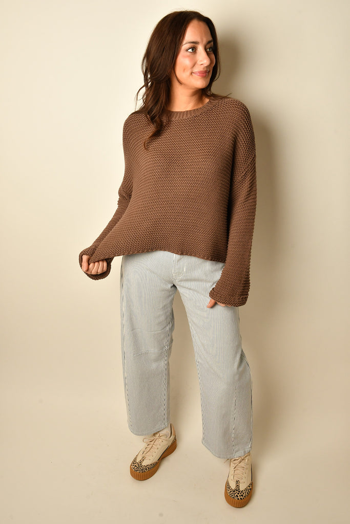 CREW NK TEXTURE KNIT SWEATER