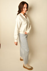 SPLIT NECK RIBBED TOP