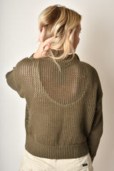 OPEN KNIT HALF ZIP