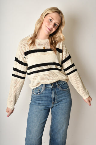 SPORTY STRIPE KNIT SWEATER