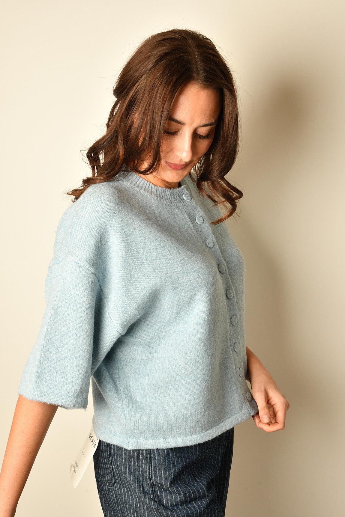 BUTTON DOWN SS SWEATER