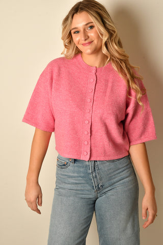 BUTTON DOWN SS SWEATER