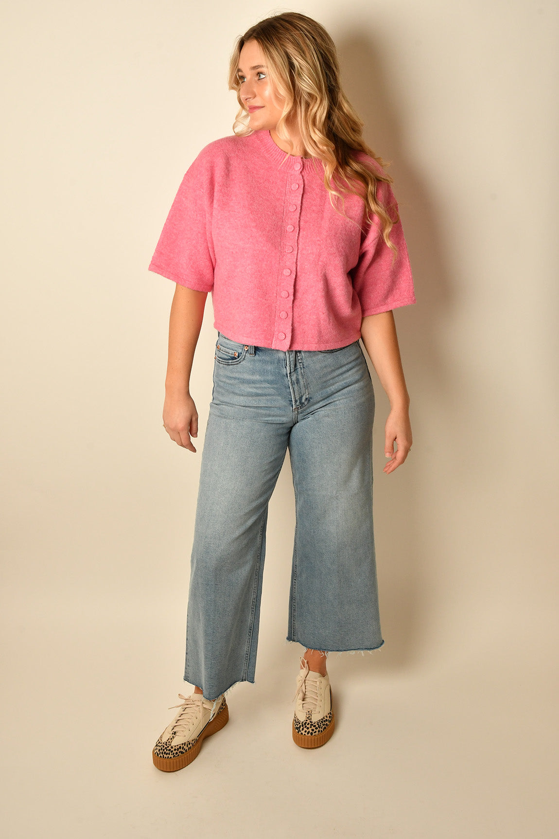 BUTTON DOWN SS SWEATER