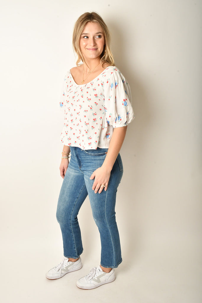 TIE BACK DITSY PRINT TOP