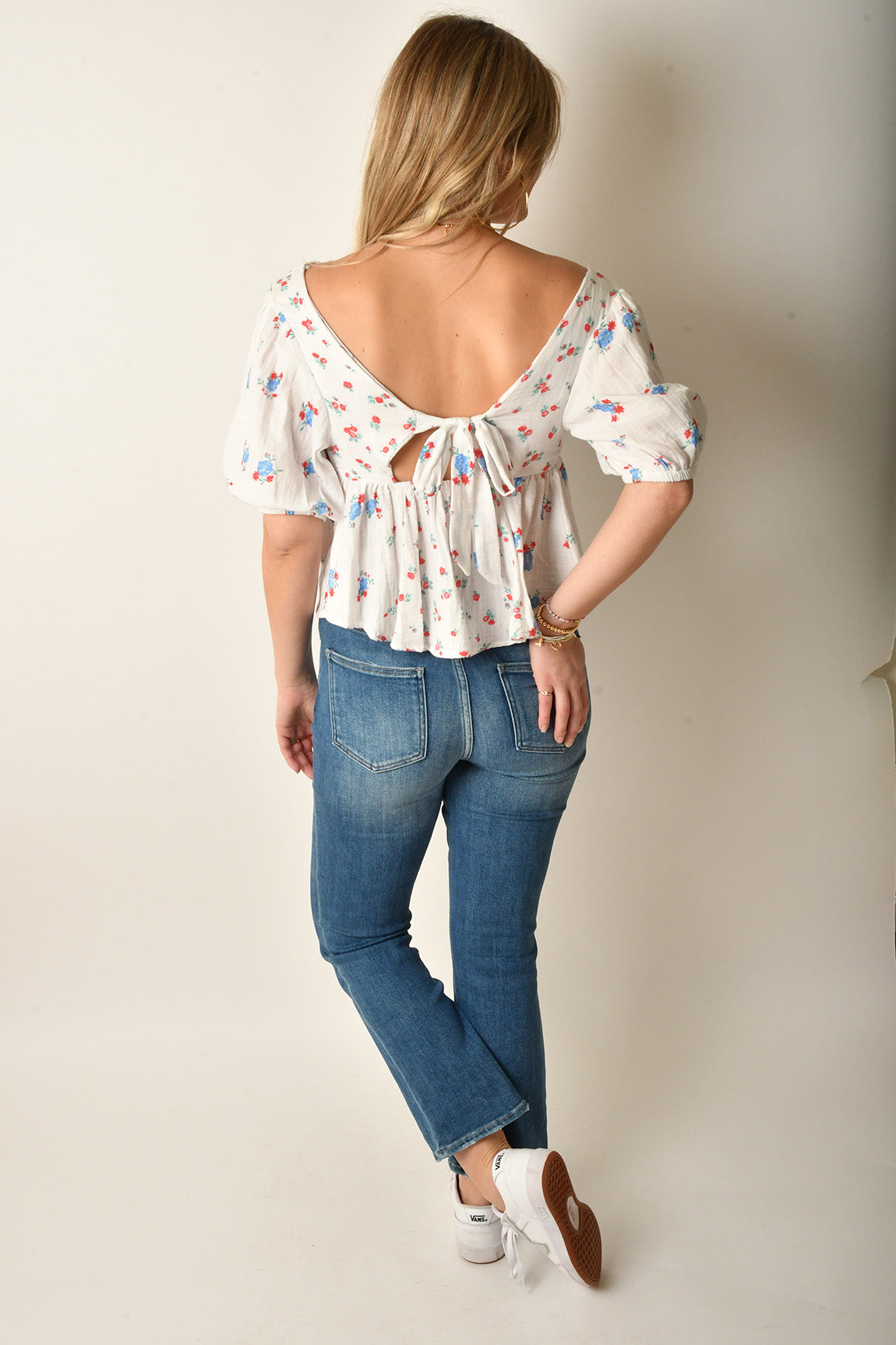 TIE BACK DITSY PRINT TOP