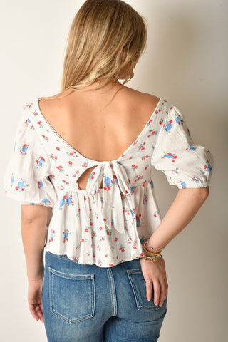 TIE BACK DITSY PRINT TOP