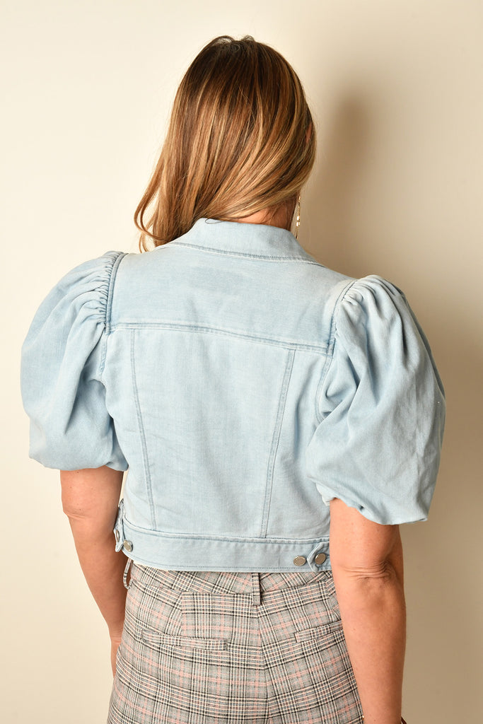 PUFF SLEEVE CROP TRUCKER JKT