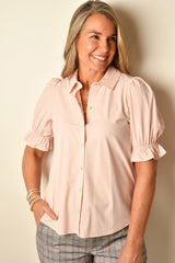 ELBOW PUFF SLEEVE SNAP SHIRT