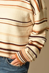 COFFEE STRIPE CREW SWEATER