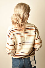 COFFEE STRIPE CREW SWEATER
