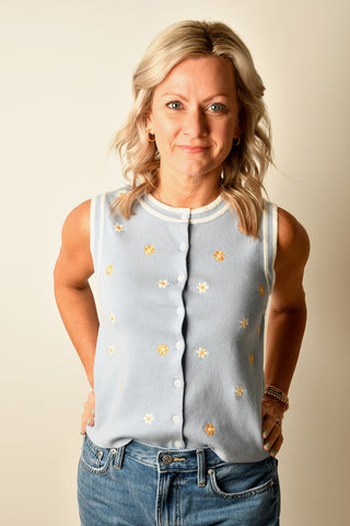 FLOWER BUTTON DOWN KNIT