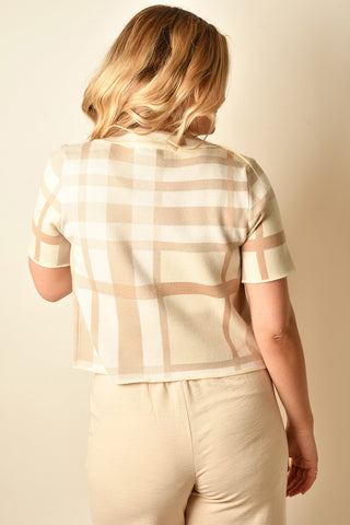 SS PLAID SWEATER JACKET