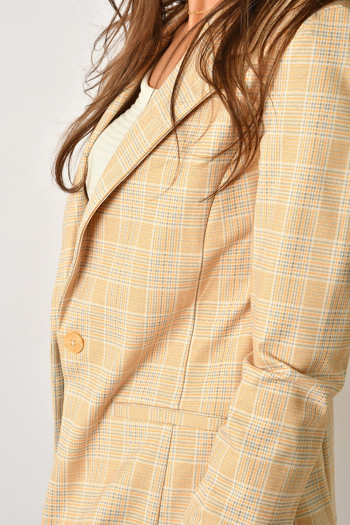 GOLD PLAID FITTED BLAZER