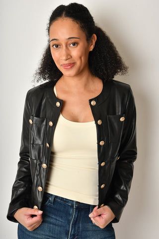 COLLARLESS BUTTON JACKET + colors