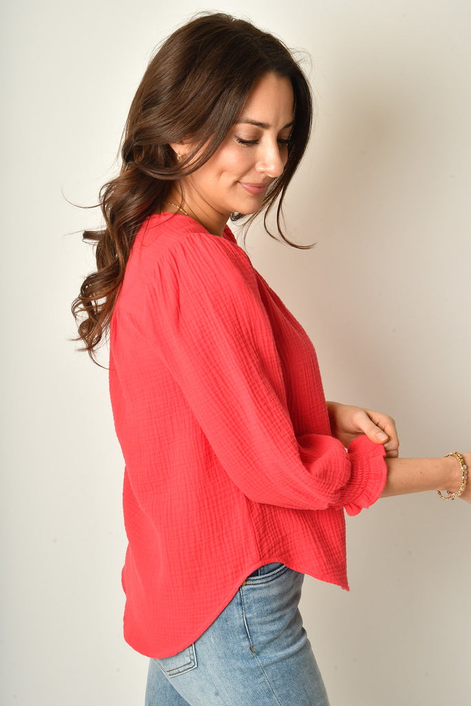 3/4 SLEEVE EMB BLOUSE