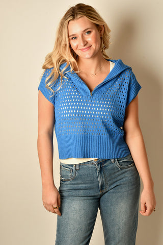 OPEN KNIT ZIP SWEATR 2 colors