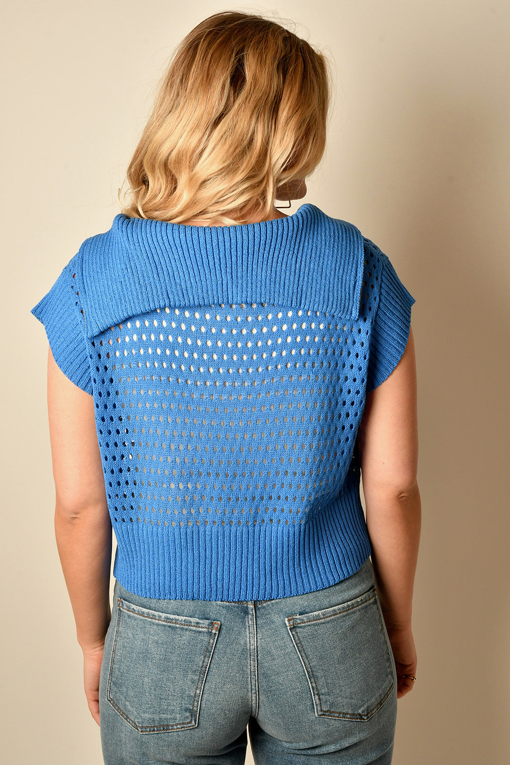 OPEN KNIT ZIP SWEATR 2 colors