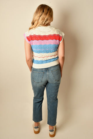 STRIPE PONTE POLO SWEATER