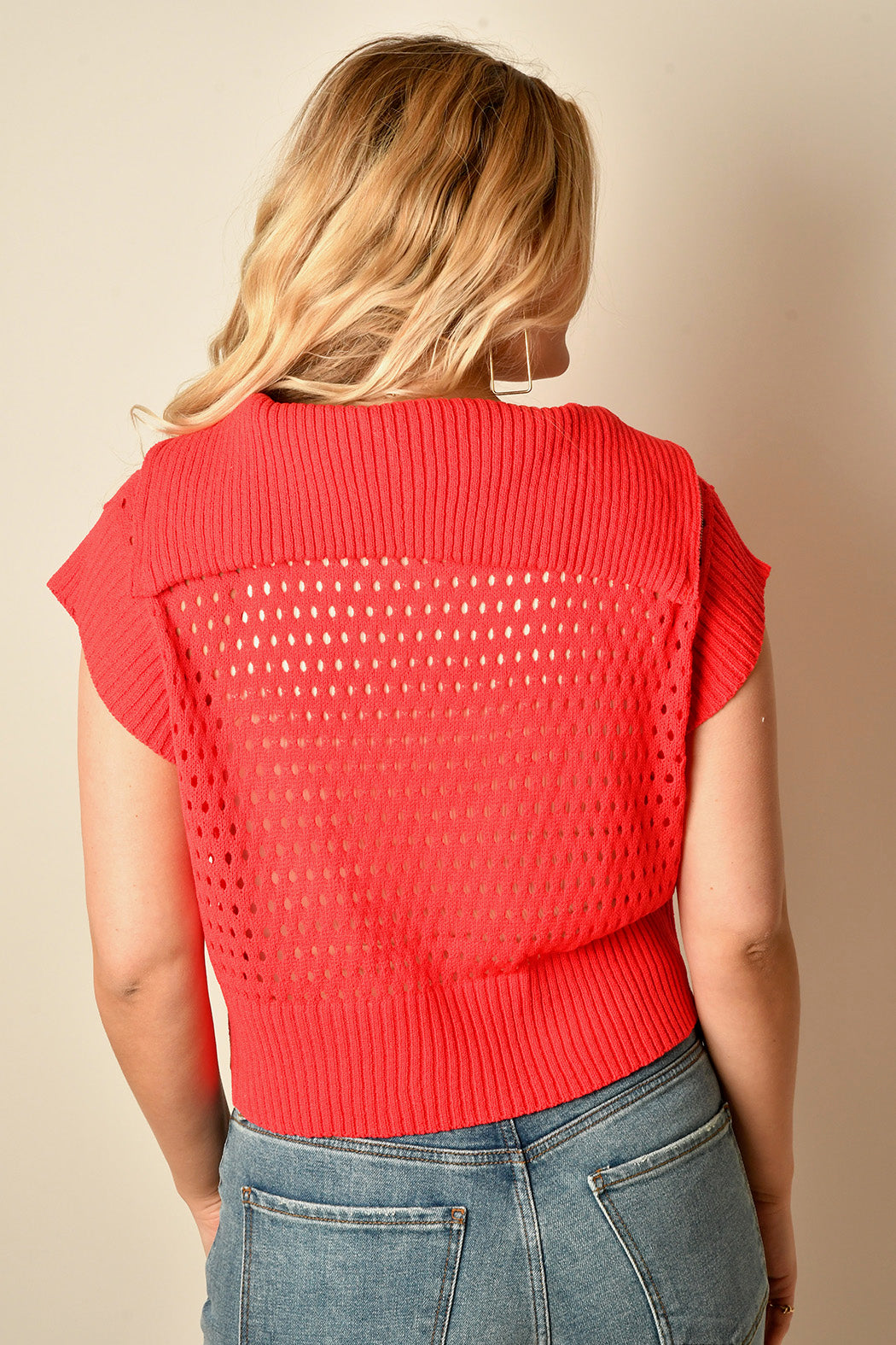 OPEN KNIT ZIP SWEATR 2 colors