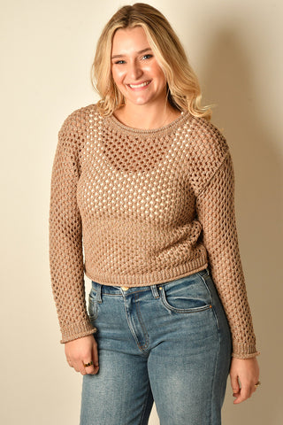 CALA SHIMMER CROCHET SWEATER