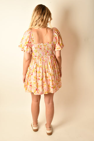 PINK MULTI FLORAL DRESS