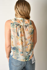 SHEER FLORAL SLEEVELESS BLOUSE