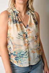 SHEER FLORAL SLEEVELESS BLOUSE