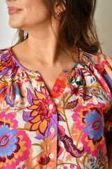 SHIRRED WOVEN BLOUSE