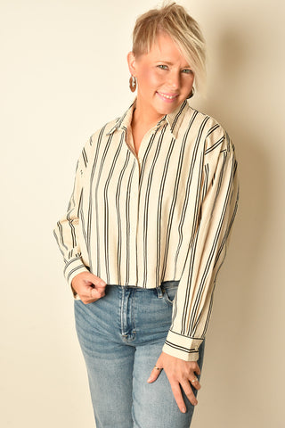 STRIPED BUTTON FRONT SHIRT