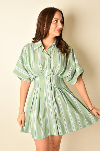 LORINE STRIPE MINI SHIRT DRESS