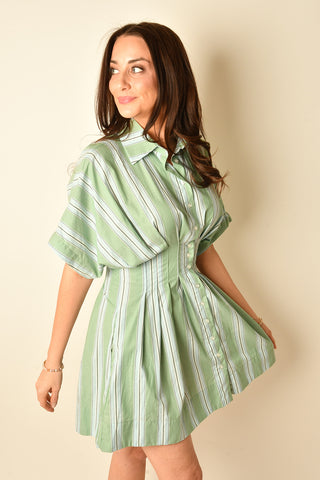 LORINE STRIPE MINI SHIRT DRESS