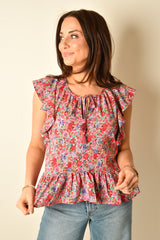 FLUTTER SLV PEPLUM TOP