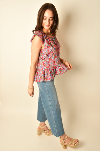 FLUTTER SLV PEPLUM TOP