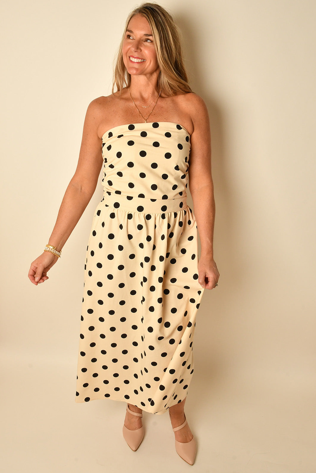 polka dot midi summer dress White Recycled Polyester Polka Dot Printed Flared Midi Summer Dress by Dash and Dot at Pernia's Pop Up Shop 2026