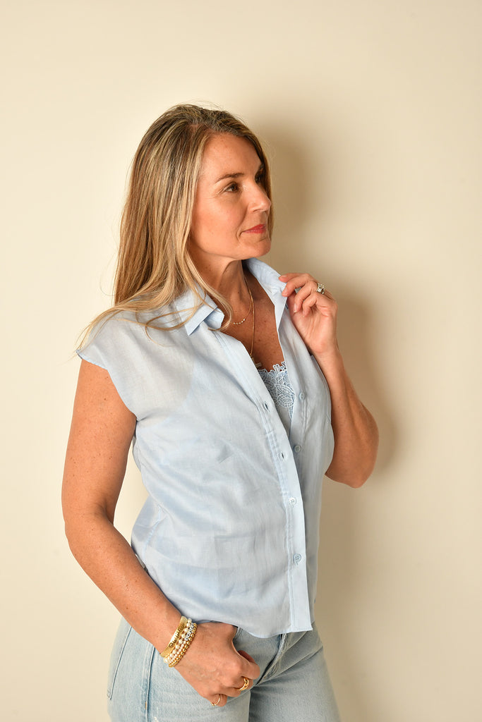 CAP SLV BLOUSE + LACE