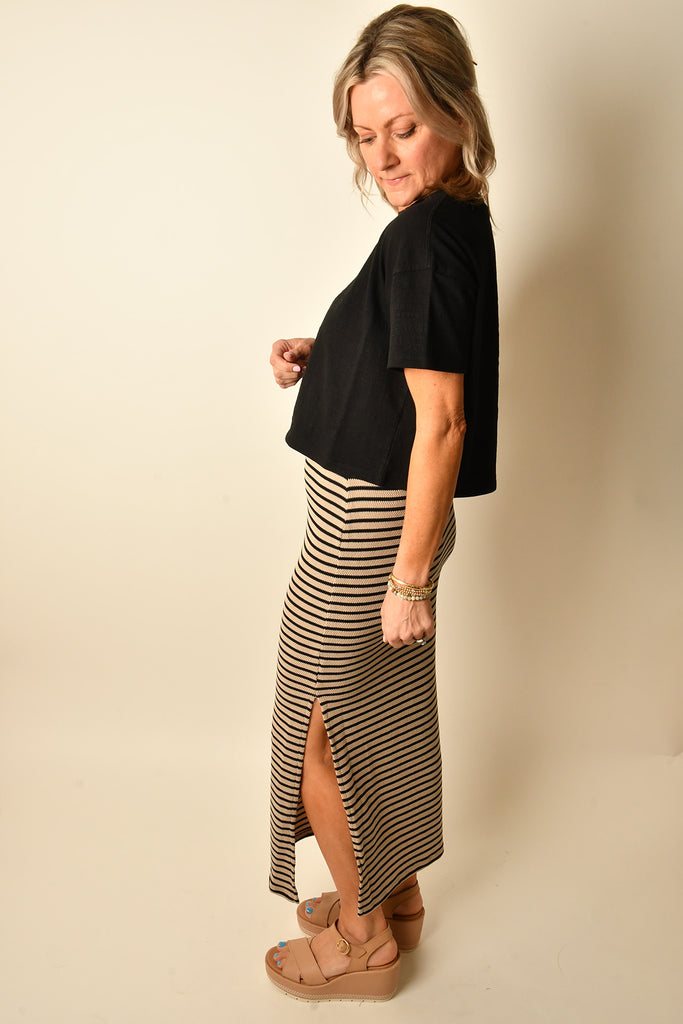AINSLIE STRIPE MIDI SKIRT