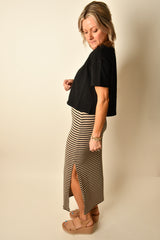 AINSLIE STRIPE MIDI SKIRT