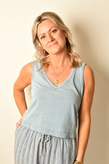 SLOANE V-NECK DENIM TANK