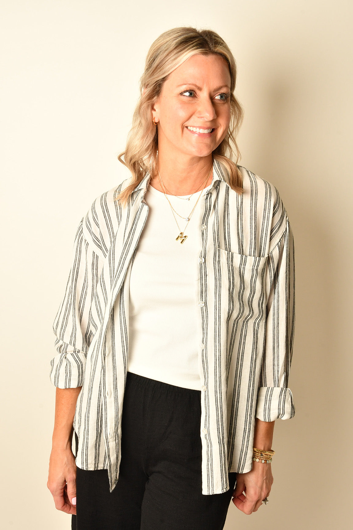 PERFECT STRIPED BTN UP +colors