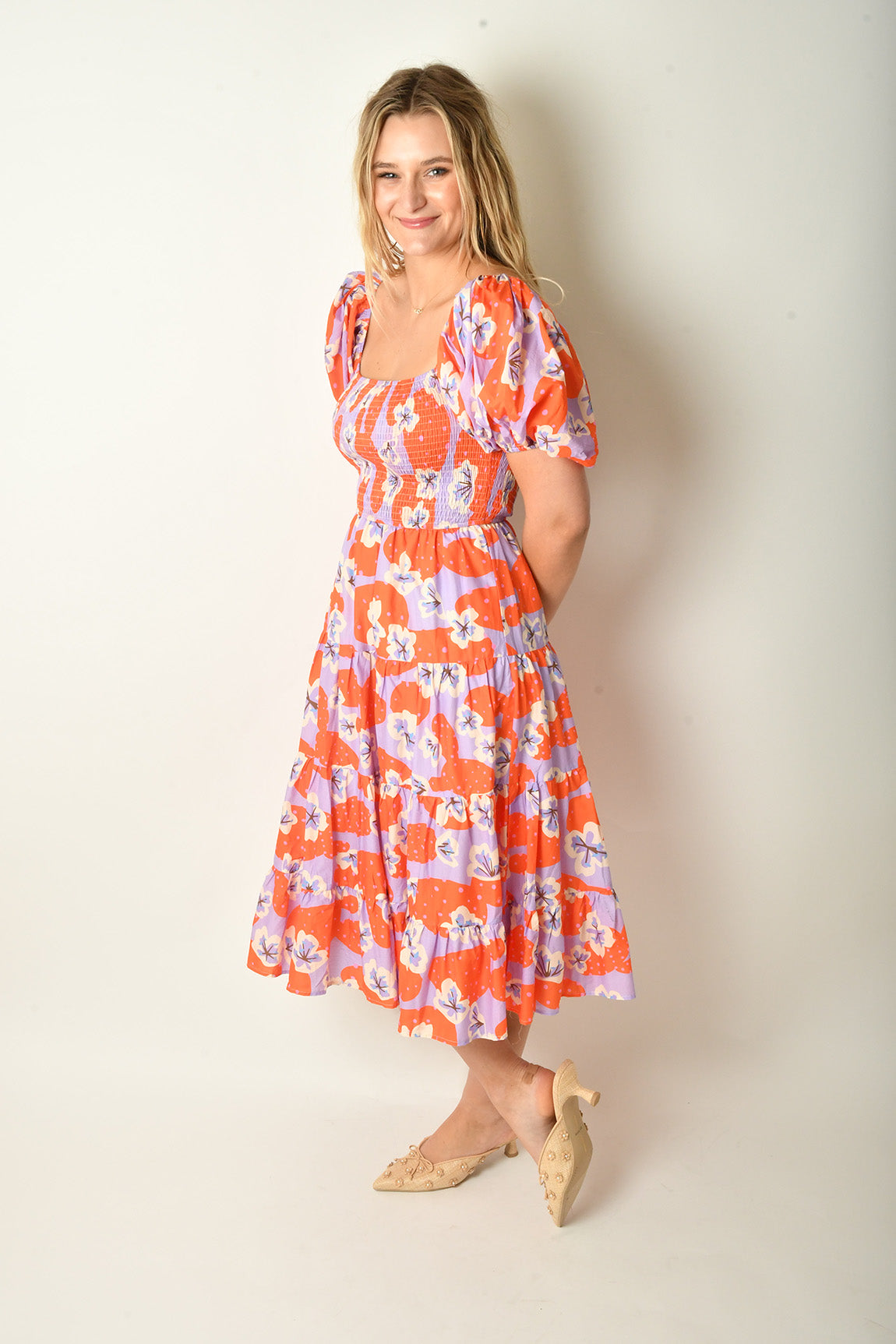 FLORAL PRINT MIDI DRESS